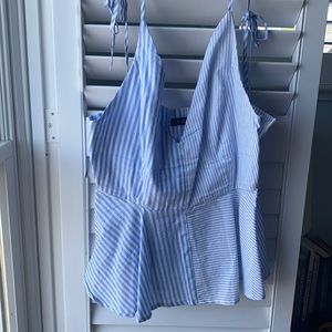 Zaful white and blue multi striped top.